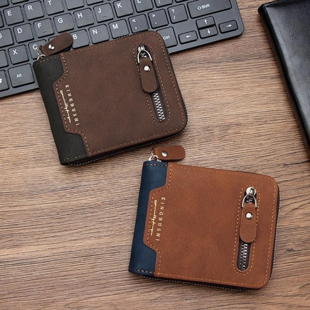 Large Capacity Men's Short Wallet Multi-position Card Holder Durable PU Leather Coin Purse Male