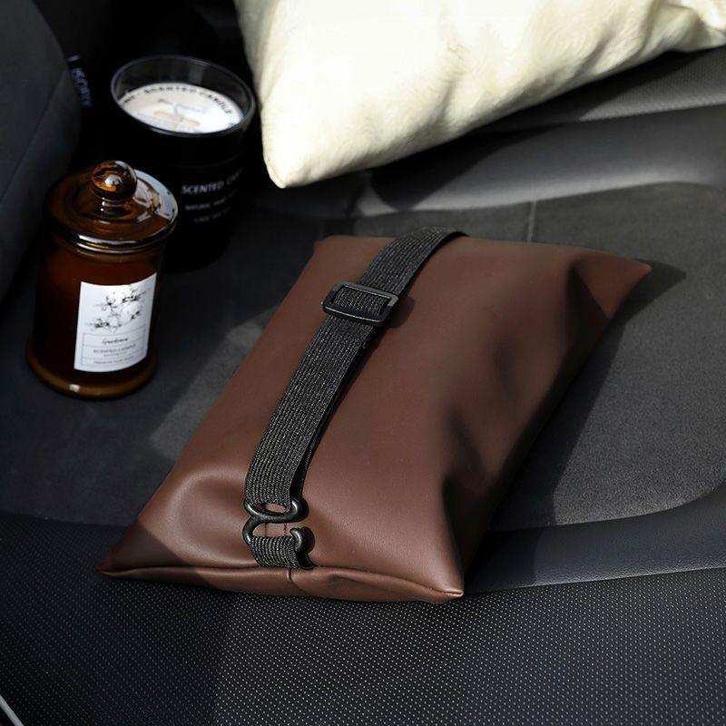 PU Leather Car Tissue Box Cover Sun Visor Seat Back Hanging Type Car Tissue Box Armrest Towel Tissue Storage