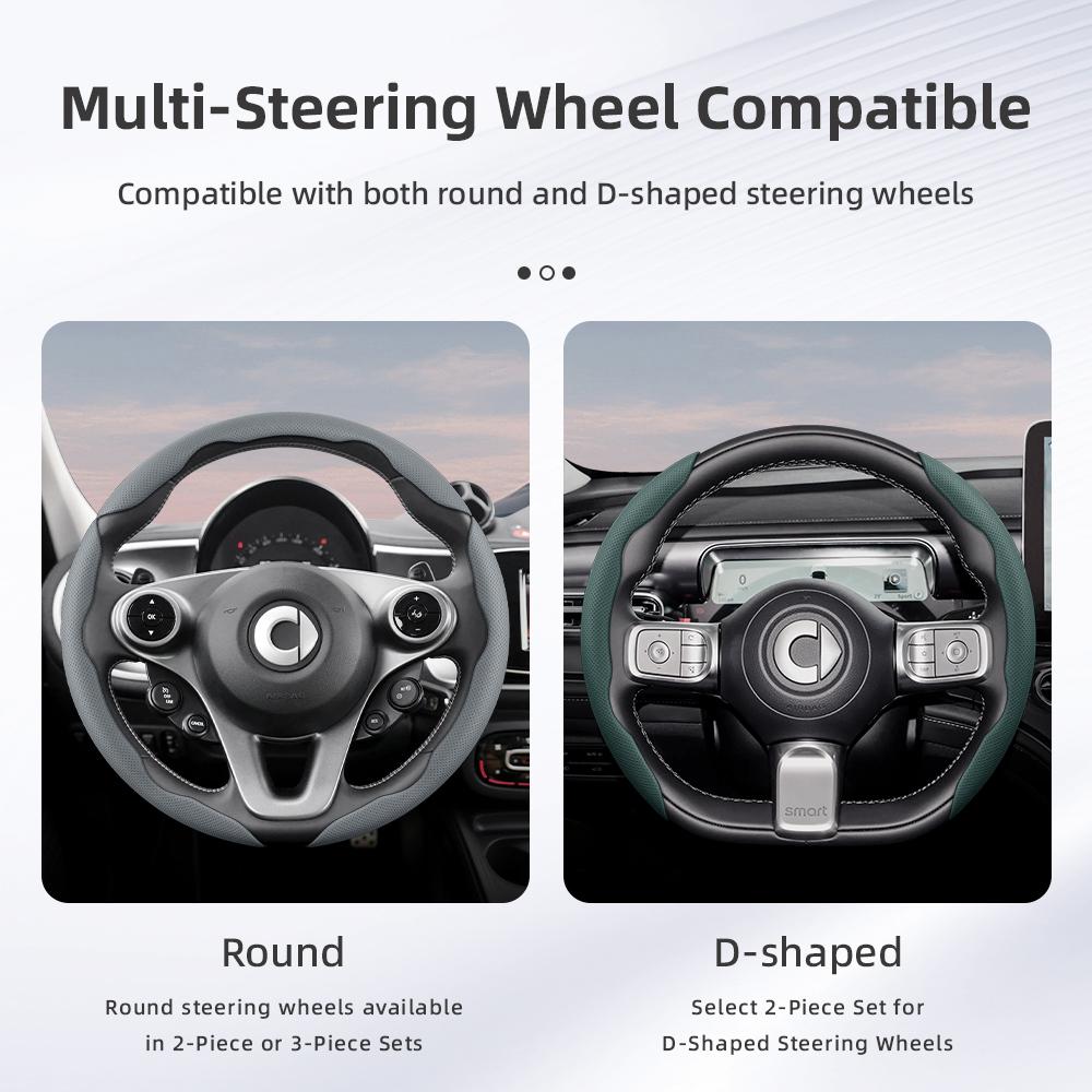 vcxja9 Suitable for Smart Breathable Hole Leather Steering Wheel Cover Segmented Quick Release Design Non-Slip and Durable Fortwo 451 450 453