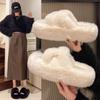 Korean Version of Internet Celebrity Thick Bottom Cross with Hairy Slippers Women 2024 Comfortable Plush Slippers Open Toe Hair Slippers Women