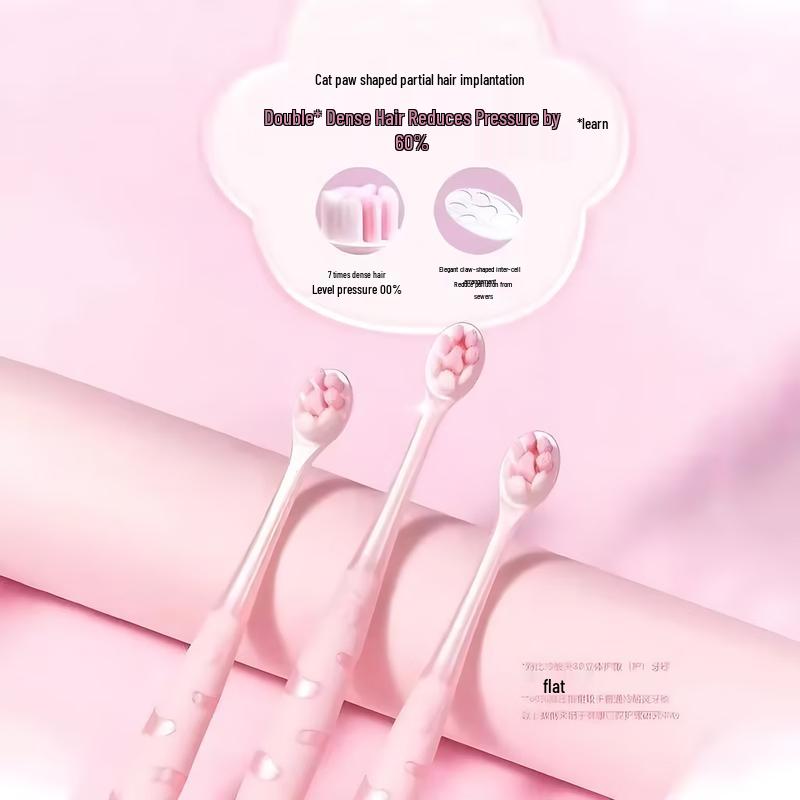 Кот Лапка Розовая Мягкая Щетина Маленькая Головка Зубная Щетка Lengsuanling (2-Pack)