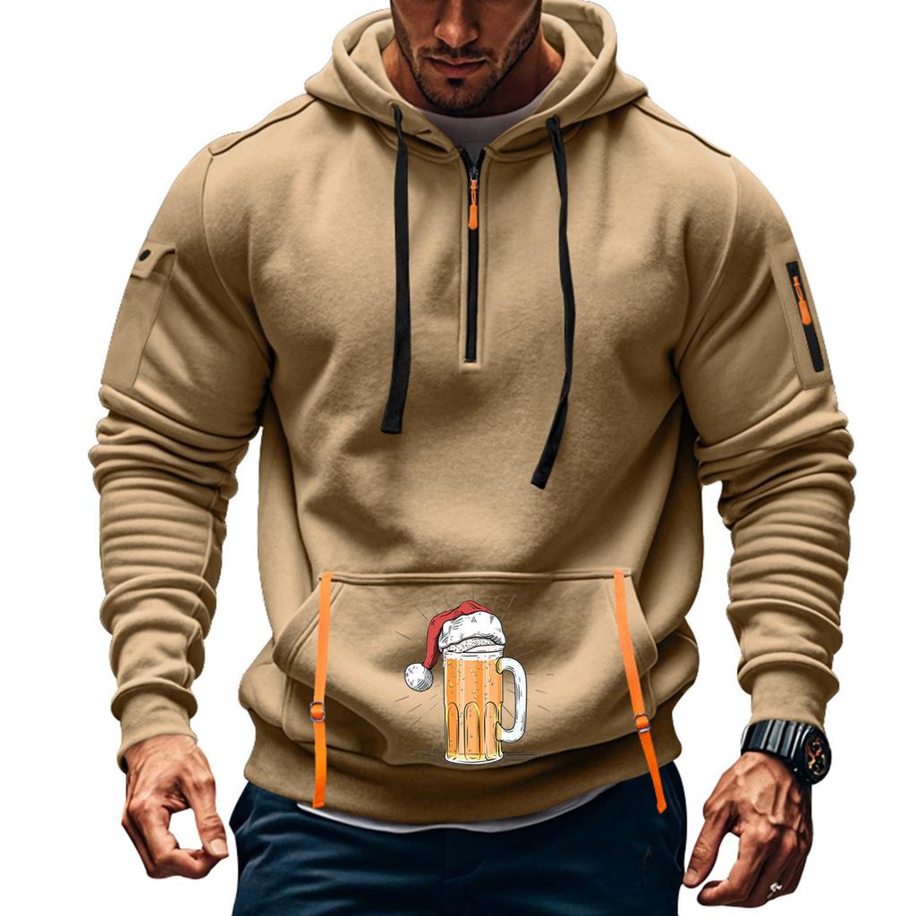 Мужская толстовка с капюшоном с принтом, кардиган на молнии с карманом на рукаве, мужская спортивная повседневная толстовка большого размера