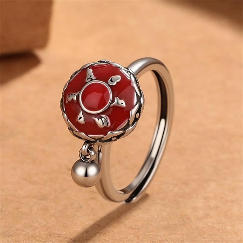 Blessing Prayer Wheel Ring for Lady Party Accessories Retro Six Character Great Bright Women Jewelry Mantra Bell Pendant Ring
