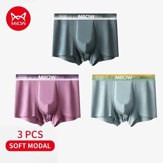 MiiOW 3 шт., мягкие шелковистые мужские трусы-боксеры из модала 7A, антибактериальные хлопковые мужские трусы, мужские трусы-боксеры с градиентом цвета