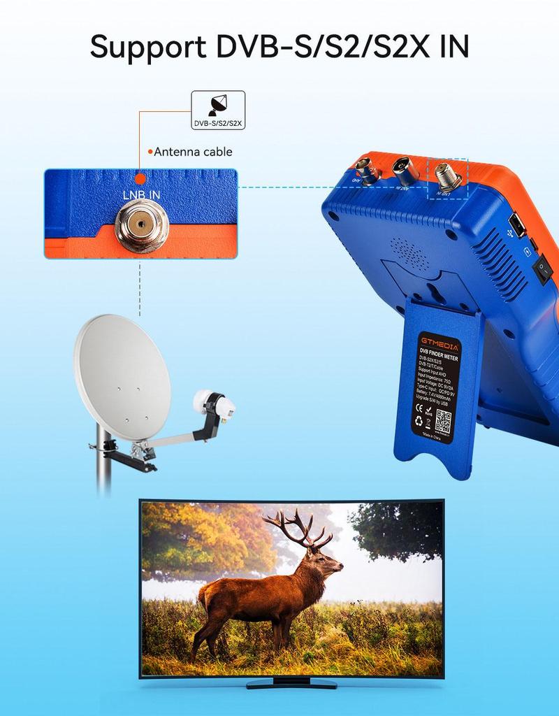 Gtmedia V8 Finder PRO 2 Satellite Finder Цифровой детектор спутникового сигнала ATSC-C — оранжевый, вилка европейского стандарта