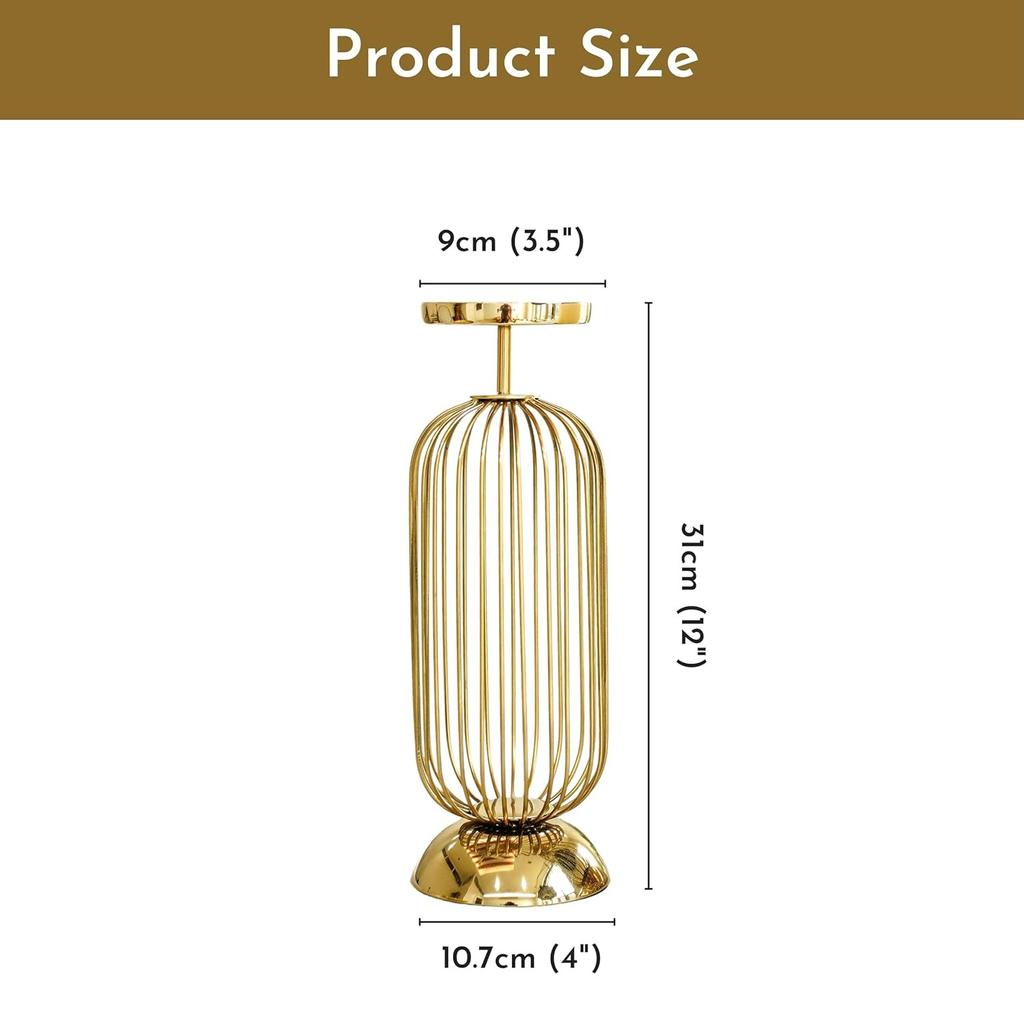 Металлический подсвечник, Decorative Pillar Candle Stand for Home (12 Inch),  Behoma