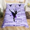 Gymnastics Ballet Lovers Duvet Cover Set Full Twin Size,Beauty Silhouette Polyester Bedding Set For Kids Teens Adults Room Decor