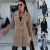 Новое европейское и американское однотонное шерстяное пальто с воротником в форме буквы H для женщин