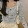 WTEMPO Женские корейские шикарные кардиганы, милые укороченные топы, лоскутные кружевные однобортные топы для девочек, универсальные однобортные топы в стиле ретро
