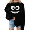 Женский свитер с принтом Expression, круглый вырез, спущенные плечи, длинный рукав, толстовка