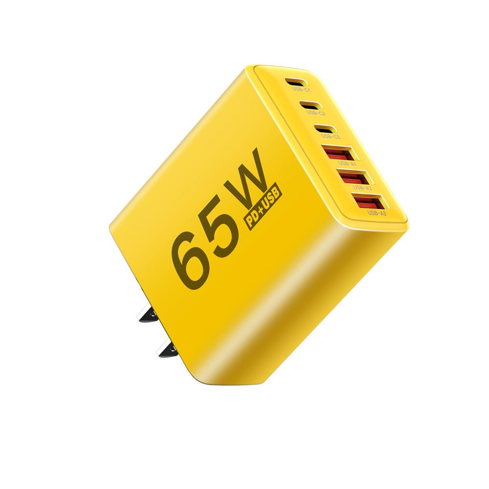 65W 6 Ports USB C Charger Fast Charging Quick Phone Charger Adapter For iPhone 15 16 Pro Samsung Xiaomi QC3.0 USB C Wall Charger