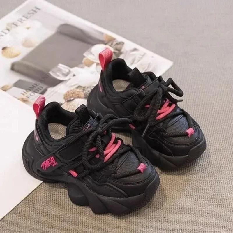 2024 Детские кроссовки для девочек, осень, новая мода, корейский стиль, мягкие, удобные, повседневные, универсальные, сохраняющие тепло, хлопковые, шикарные туфли