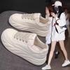Leather Thick-soled Heightening Bread Little White Shoes Women's Versatile Ultra-light Soft-soled Casual Sports Board Shoes