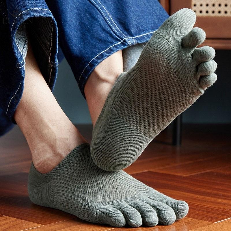 Мужские носки с пятью пальцами, летние, простые, однотонные, с неглубоким носком, короткие, дышащие, универсальные, повседневные, с разделенным носком