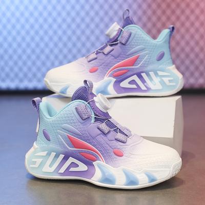 Детские баскетбольные кроссовки фактический звук трения весна и лето сетка мужские и женские износостойкие мягкие тренировочные кнопочные спортивные туфли