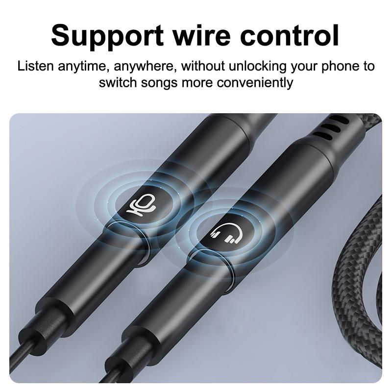 2 In 1 Type C To Dual 3.5mm Audio Adapter USB C Converter For Phone15 16 With DAC Voice Microphone Headphone Connector Cable