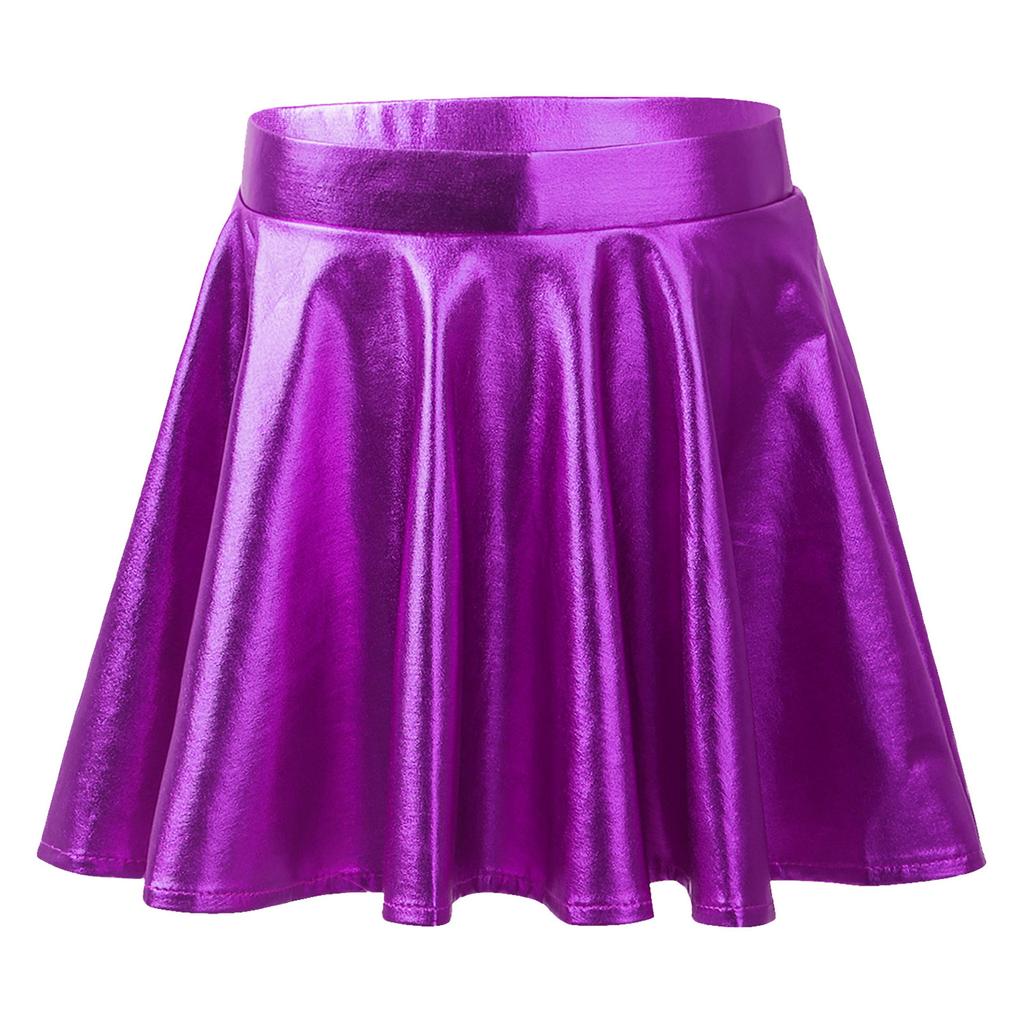 Girls Metallic Dance Pleated Skirts Ballet Tutu Skirts Modern Dance A Line Skirts Performance Skorts