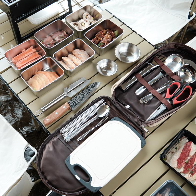 Portable Outdoor Tableware Set Picnic Knives Kitchenware Picnic Supplies Complete Camping Equipment for Camping