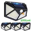 100LED New Solar Lights Outdoor Wall Lamp PIR Motion Sensor Solar Powered Sunlight Street Light for Garden Courtyard