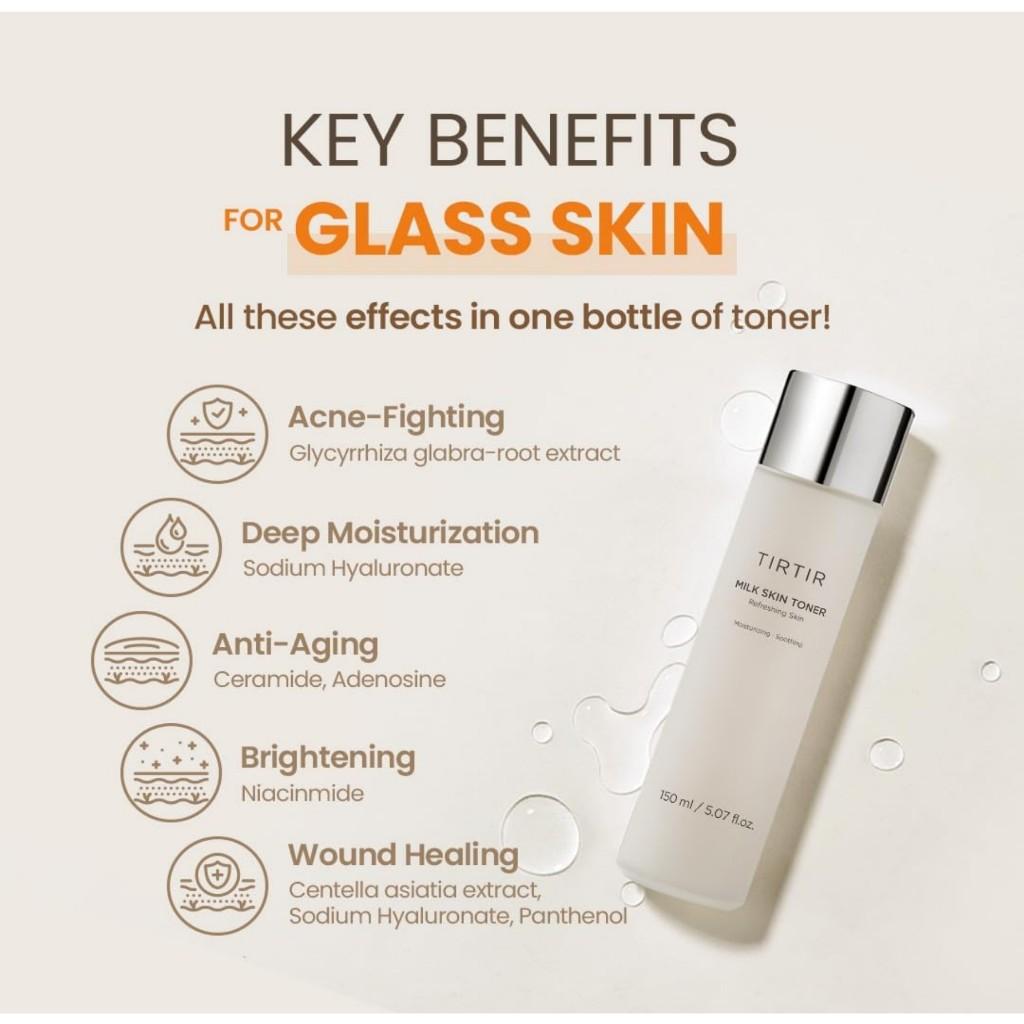 [TIRTIR] Milk Skin Toner, 150mL/50ml | Deep Moisturizing, Instant Glow, 2% Niacinamide, Chamomile, Rice Bran Extract, Ceramide, Panthenol