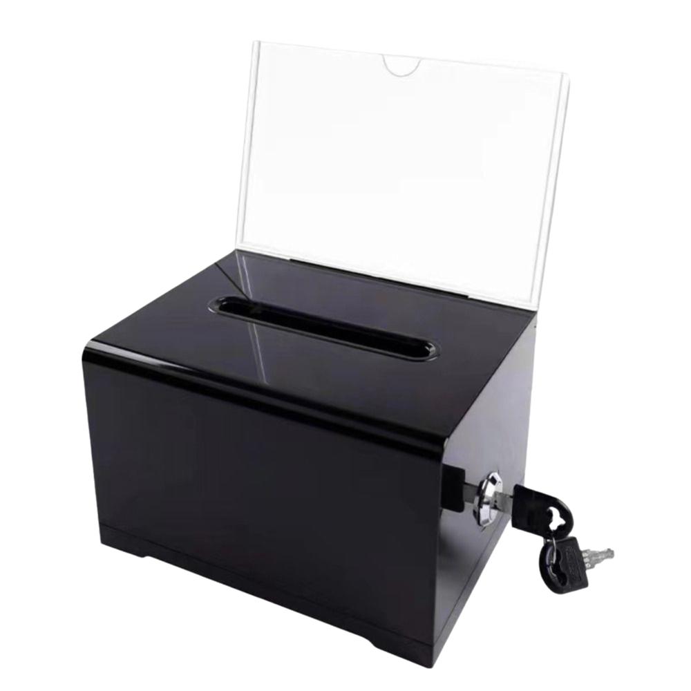 Solid Suggestion Box With Lock and Sign Holder Donation Box Plastic Container Tip Jar Charity