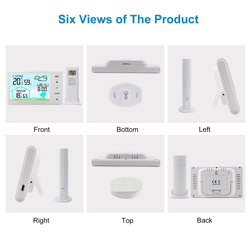 Беспроводная метеостанция для дома и улицы, дисплей температуры, часы, будильник, регулируемая подсветка
