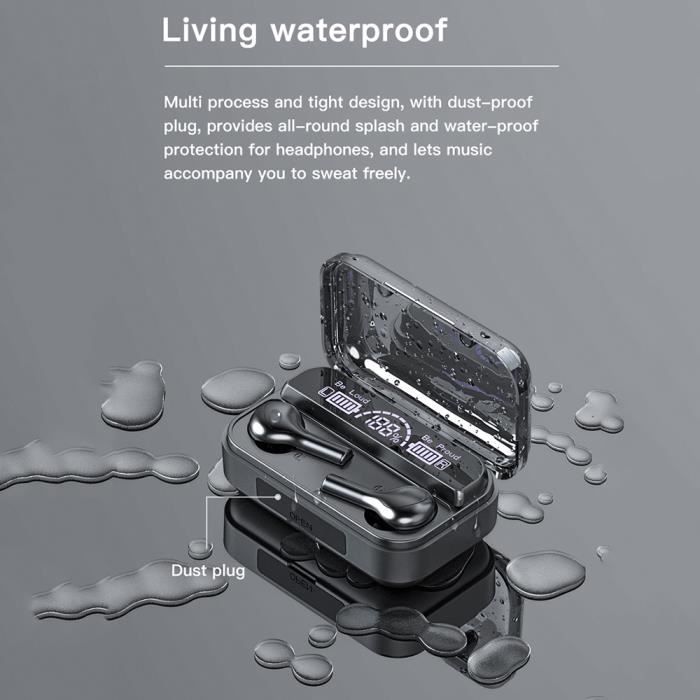 278 BT 5.0 TWS Casque sans fil Demi-intra-auriculaire Stéréo Étanche Sports Écouteurs Charge Box Display (Blanc)-61