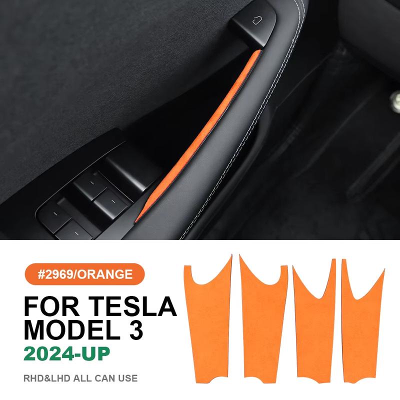 Italian Top Suede Door ide Handle Trim Stickers for Tesla Model 3 Highland 2024 2025-Up Decor Accessories