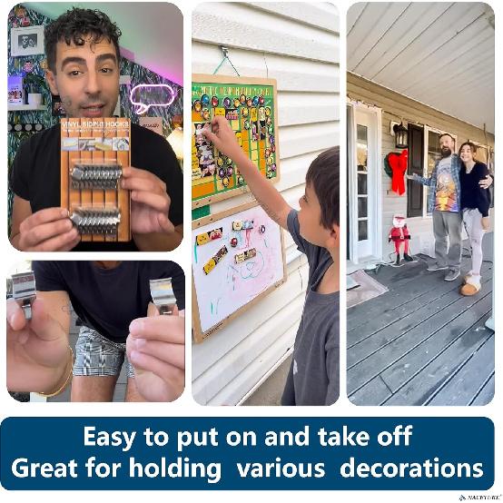 NACETURE Vinyl Siding Hooks 20 Pack Heavy Duty Siding Clips Vinyl Siding Hanger for Hanging on Patio, No Hole Need Command Outdoor Hook Hang to Decor