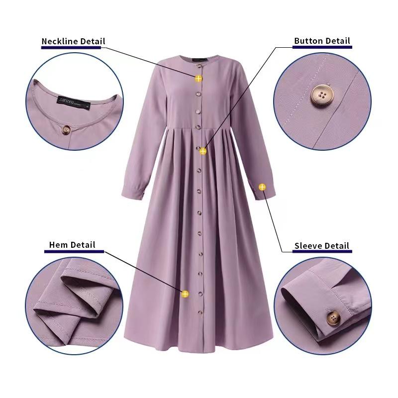 Plus Size Loose Long Robe Dress for Spring and Autumn - Elegant Commuter Fashion