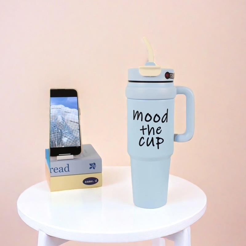 Water bottle Big Mac Bingba cup Large capacity thermos cup Double drinking straw cup Large water cup