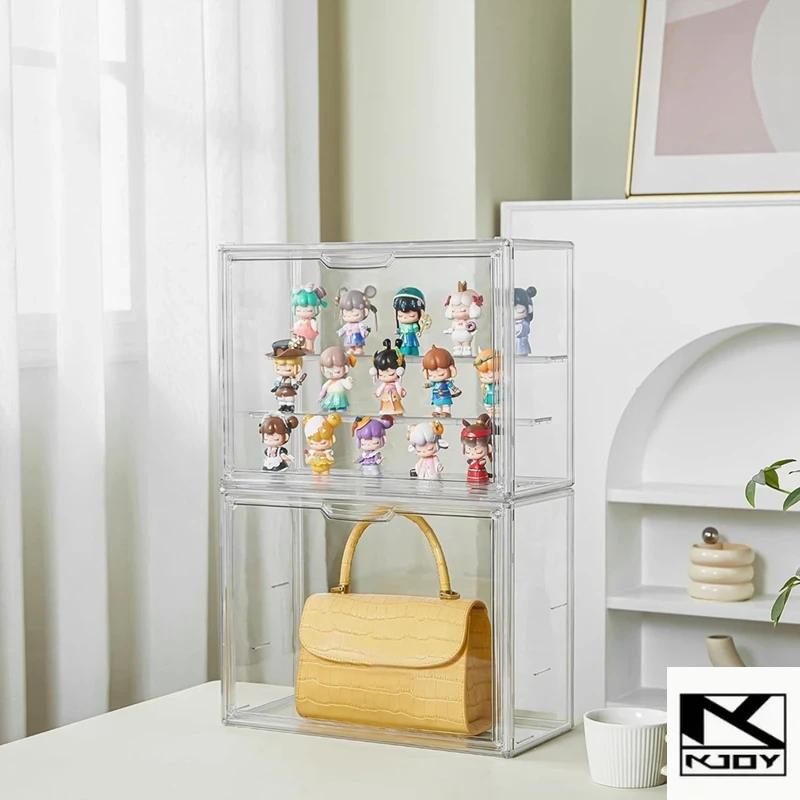 kkjoy 3 Layer Clear Display Box Stackable Magnetic Door Suit For Action Figures