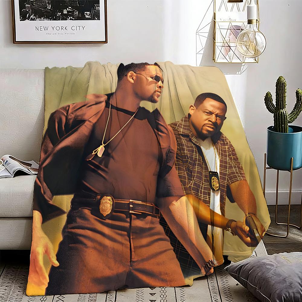 bad boys Movie Throw Lightweight 240g Flannel Blanket Soft Skin-friendly for Summer Cooling