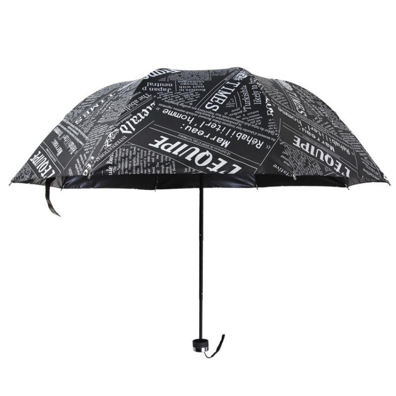 Creative Newspaper Triple Folding Umbrella Manual Umbrella Male Sunny Rainy Dual-use Umbrella UV Protection Sun Umbrella Female