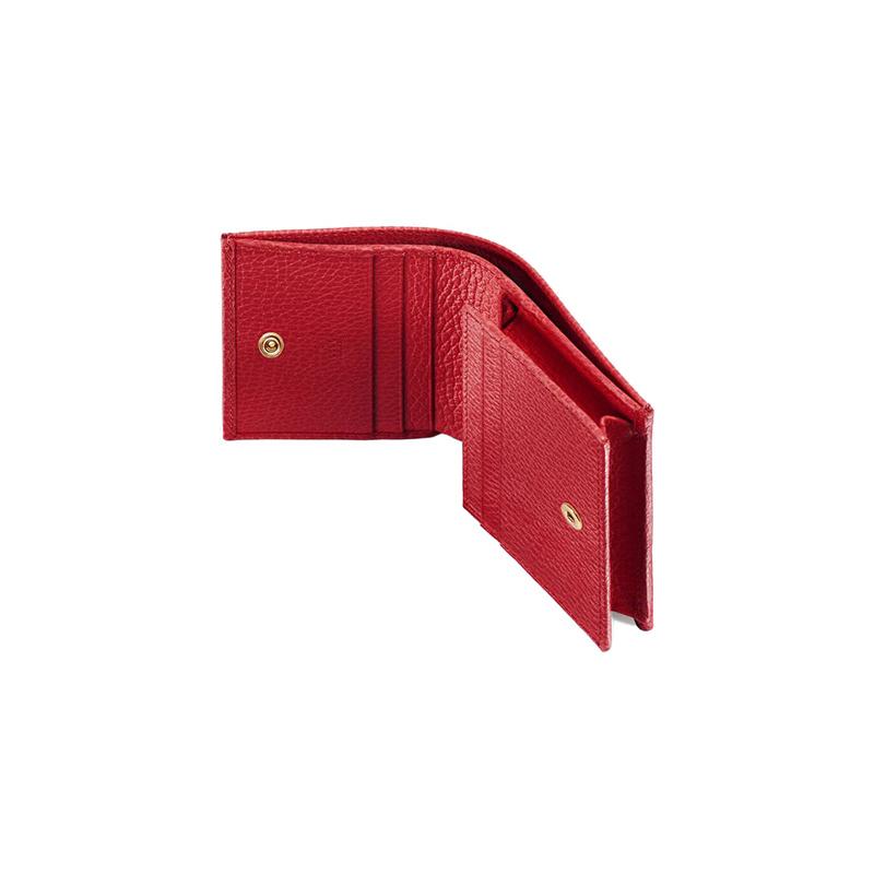 Gucci GG Marmont gold label logo bi-fold flap leather card holder women's red