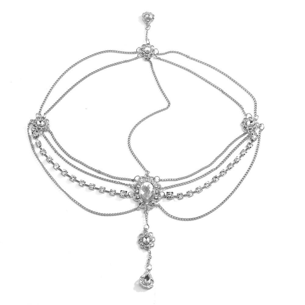 Rhinestone Elegant And Multi Layer Chain Design Women Silver Headwear Jewelry