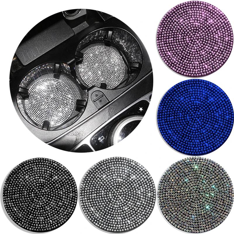 Diamond Car Coaster Water Cup Slot Non-Slip Mat Silica Gel Pad Cup Holder Mat Gadget Bling Waterproof Car Interior Accessories