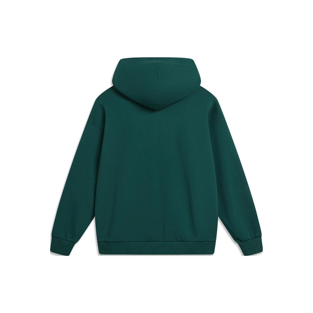 Li Ning Sport Lifestyle Series Letter Logo Printed Pullover Hoodie Unisex Hoodies Dark-Green AWDTB43-2
