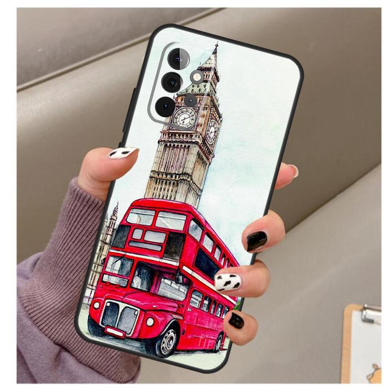 London Red Bus Big Ben Soft Case For Samsung Galaxy A32 A52 A72 A12 A42 A40 A50 A70 A03S A21S A52S A71 A51 Cover