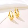 Elegant Oval Metal Hoops: European Retro Stainless Steel Earrings for Women