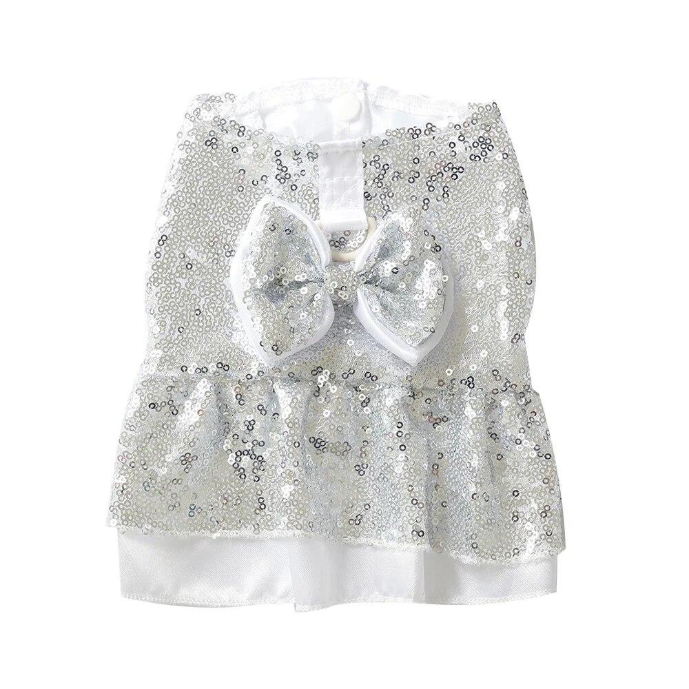 Летнее платье для собак, кружевная юбка для кошек, платье принцессы с блестками и бантом для щенка, одежда для домашних животных, вечерние платья для чихуахуа, одежда фиолетового цвета