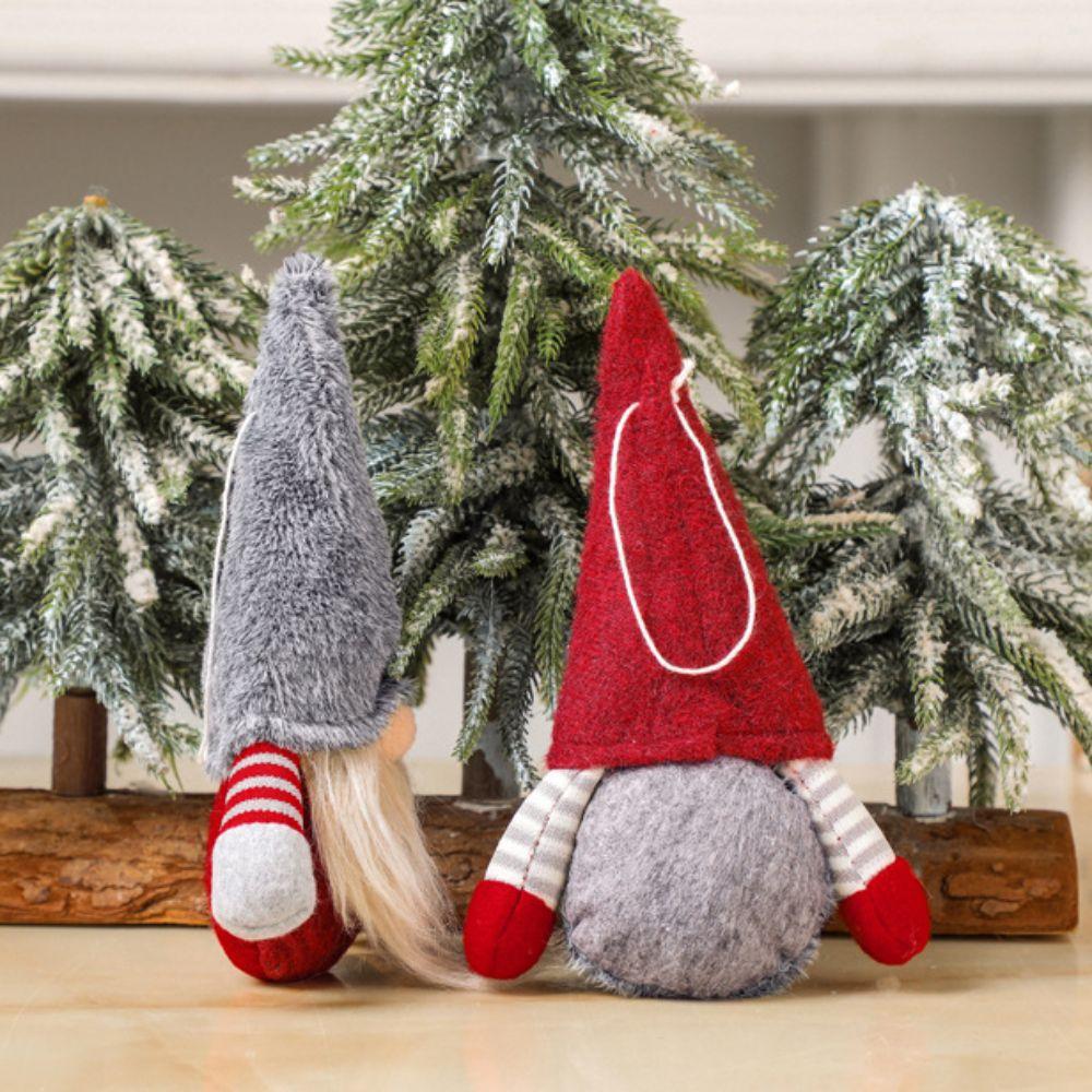Handmade Christmas Gnome Pendant Red Hat Christmas Ornament Adorable Faceless Doll Tree Hanging