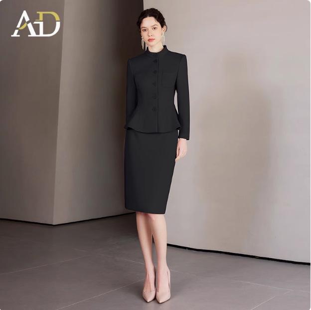 AD Winter Women's High-End Pink Wool Blend Blazer & Pants Set - Elegant Professional Outfit