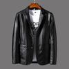 Men's PU Leather Jacket: Spring Business Casual with Suit Collar