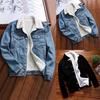 Women Autumn Winter Denim Upset Jacket Vintage Long Sleeve Loose Jeans Coat