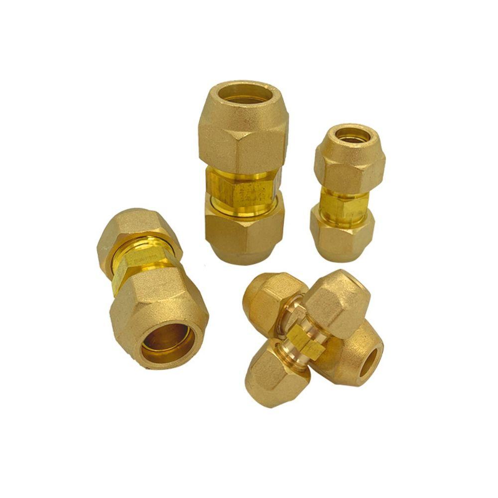 2 Pcs Brass AC Copper Pipe 1/4" Extension Connector Copper Pipe Quick Connector Copper Fittings