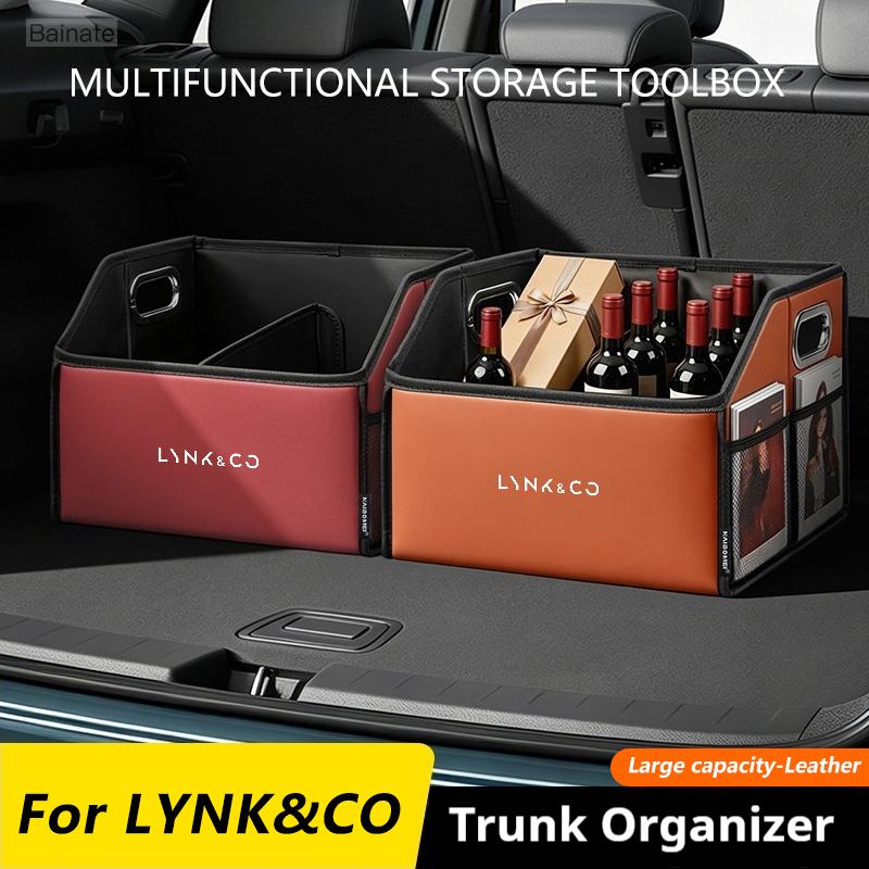 Car Trunk Storage Box, For LYNK&CO 01 02 03 05 06 07 08 09 10 Z10 Z20 900 2024 2025, Leather Folding Organizador Car Accessories