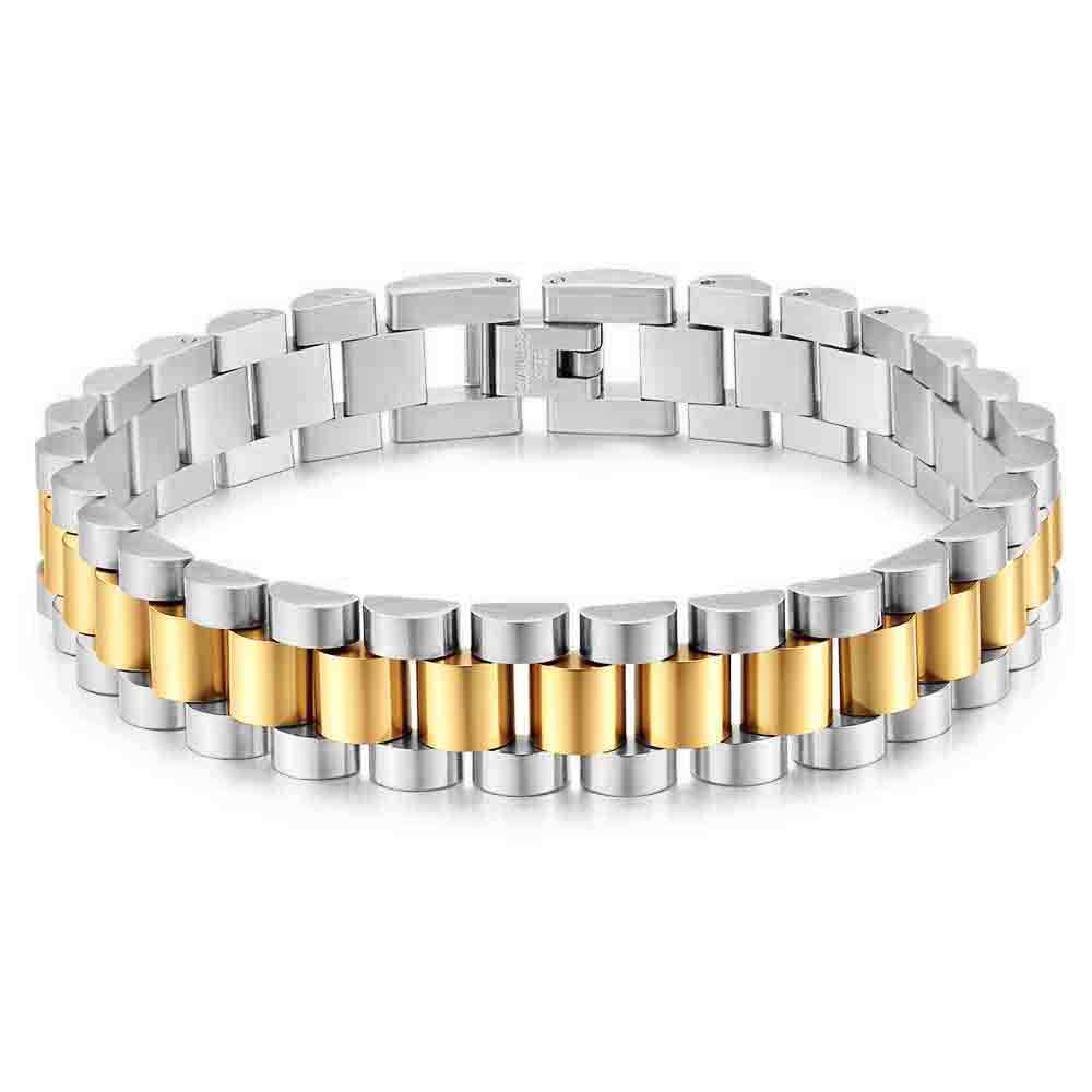 6mm 12mm Stainless Steel Link Bracelet Unisex Silver Gold Black Rose Gold Two-tone Business Daily Gift Jewelry