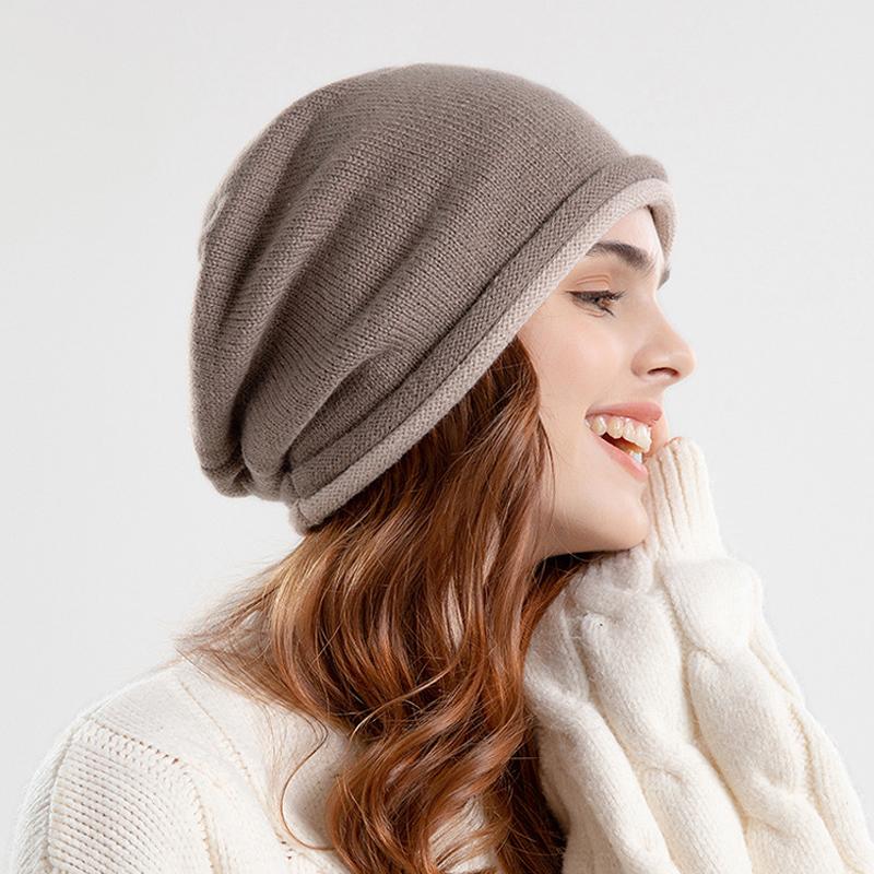 Унисекс вязаные шапки шапка осень зима теплая защита ушей ворсовые шапки корейская повседневная шерстяная кепка куча кепка двойной рулон черепа