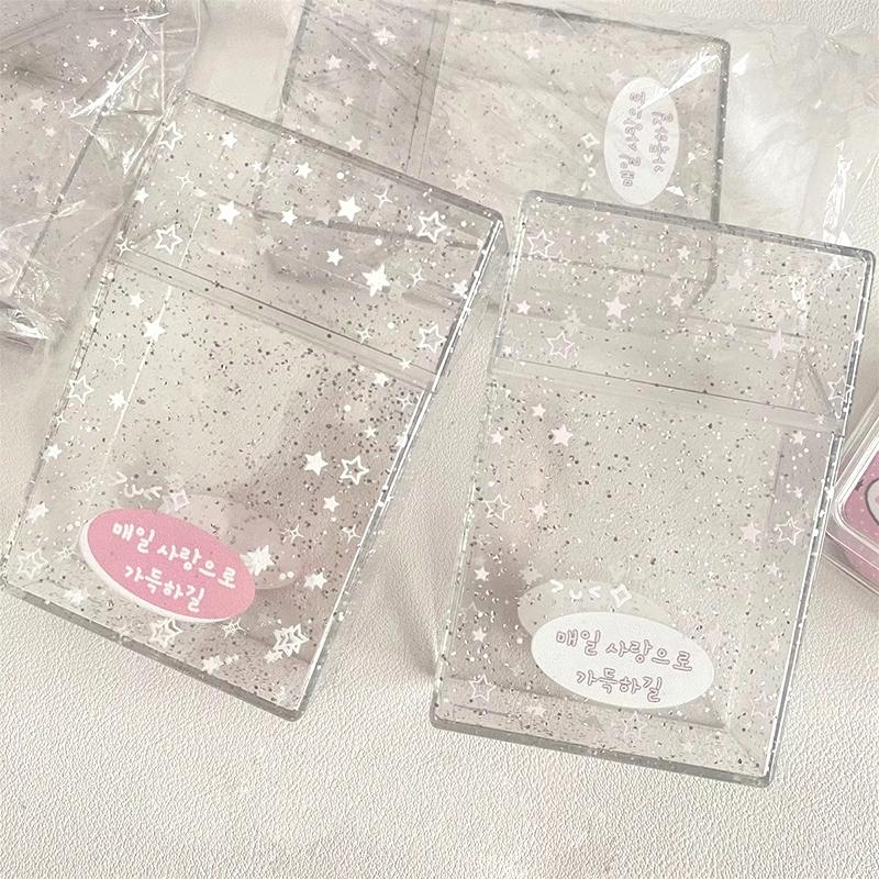 Cartoon Acrylic Photocard Storage Box Photo Cards Holder Idol Cards Storage Case Desk Accessiories Office Desk Card Organizer